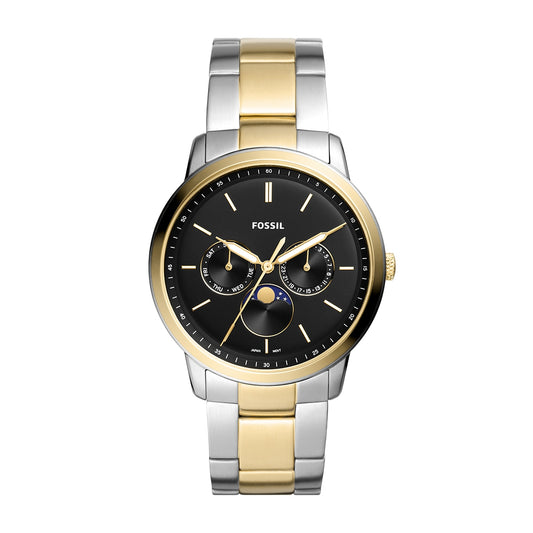 Fossil Men's Neutra Quartz Multi-Function White & Gold-Tone Stainless Steel Watch with Black Dial