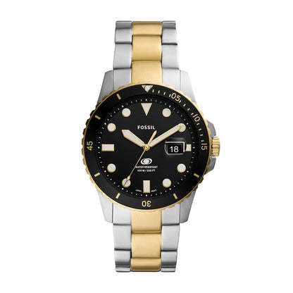 Fossil Men's Quartz Dive White & Gold-Tone Stainless Steel Watch with Black Dial