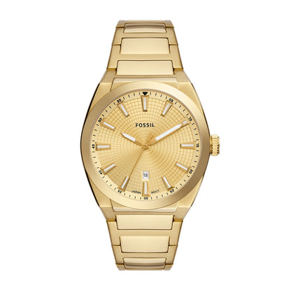Fossil Men's Everett Quartz Gold-Tone Stainless Steel Watch with Gold Sunray Dial