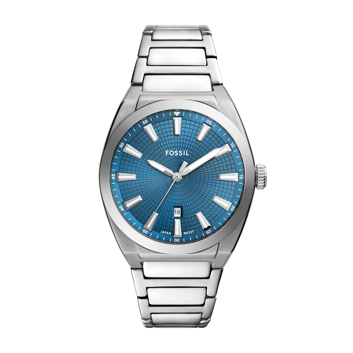 Fossil Men's Everett Quartz Stainless Steel Watch with Blue Sunray Dial