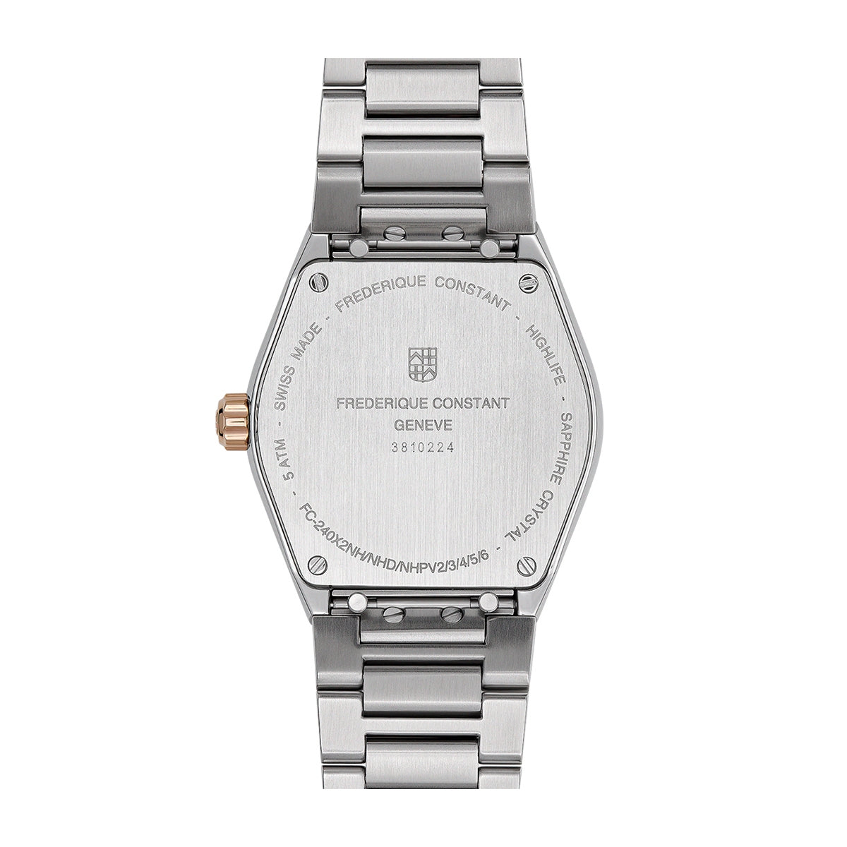 Frederique Constant Ladies' Highlife Quartz Two-Tone Stainless Steel Watch with Brown Dial front view
