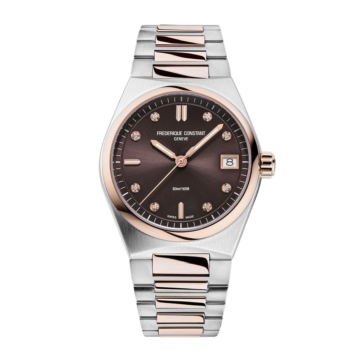 Frederique Constant Ladies' Highlife Quartz Two-Tone Stainless Steel Watch with Brown Dial