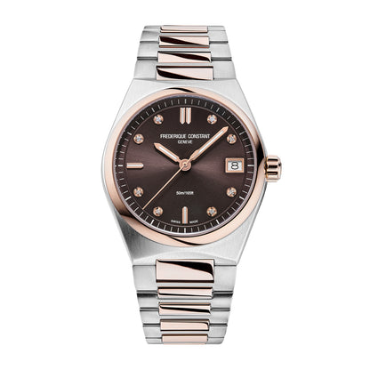 Frederique Constant Ladies' Highlife Quartz Two-Tone Stainless Steel Watch with Brown Dial