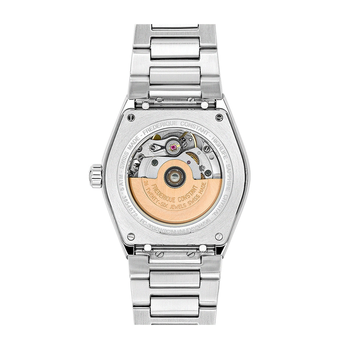 Frederique Constant Ladies' Automatic Stainless Steel Watch with Purple Dial front view