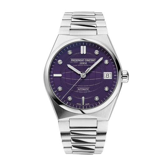 Frederique Constant Ladies' Automatic Stainless Steel Watch with Purple Dial