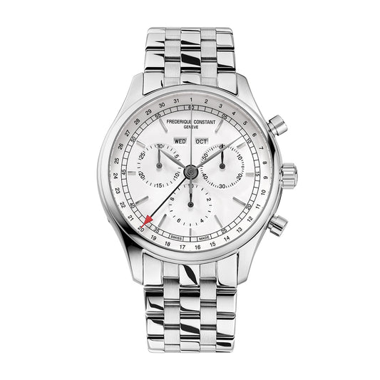 Frederique Constant Men's Triple Calendar Quartz Stainless Steel Watch with Silver Dial