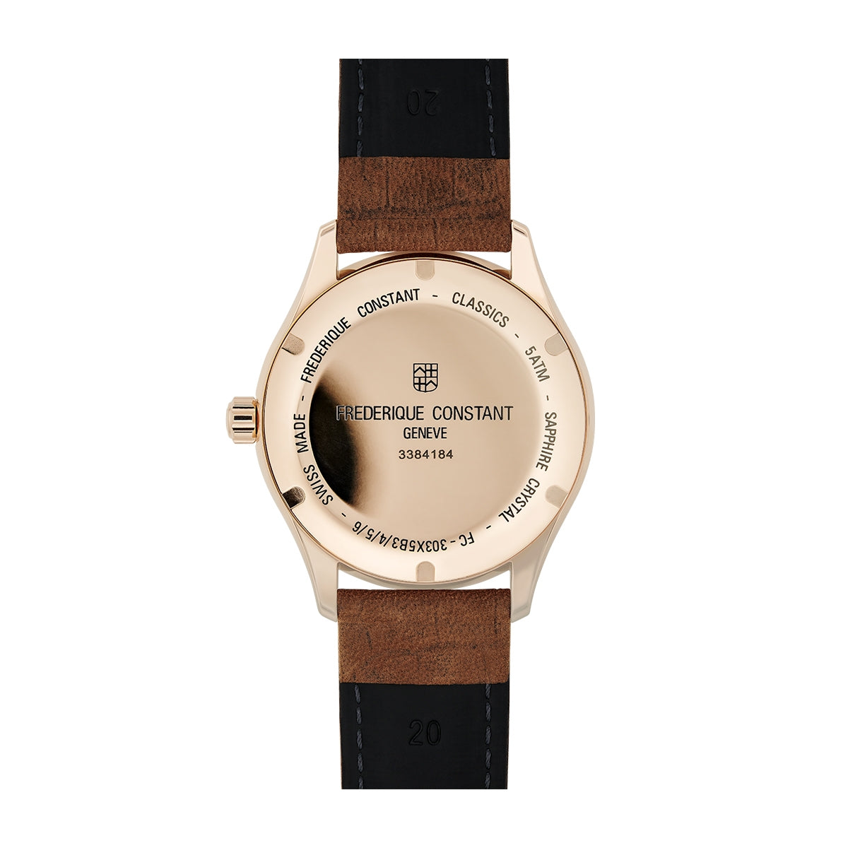 Frederique Constant Men's Index Automatic Rose Gold-Tone Stainless Steel Watch with Silver Dial & Brown Leather front view