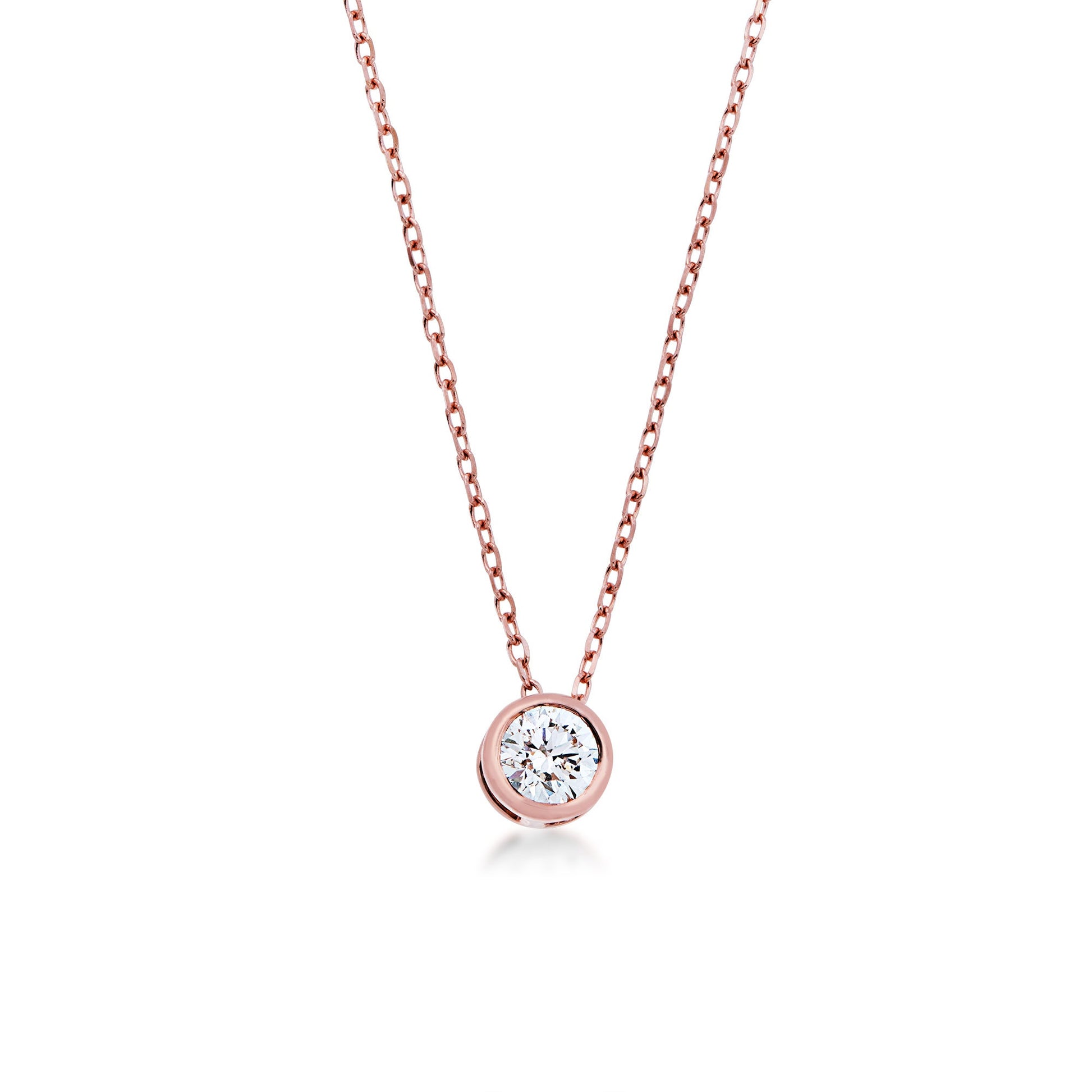 1/15 ct. tw. Round Bezel Set Sliding Diamond Pendant in 10K Pink Gold