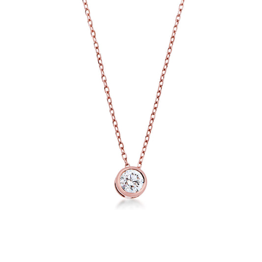 1/15 ct. tw. Round Bezel Set Sliding Diamond Pendant in 10K Pink Gold