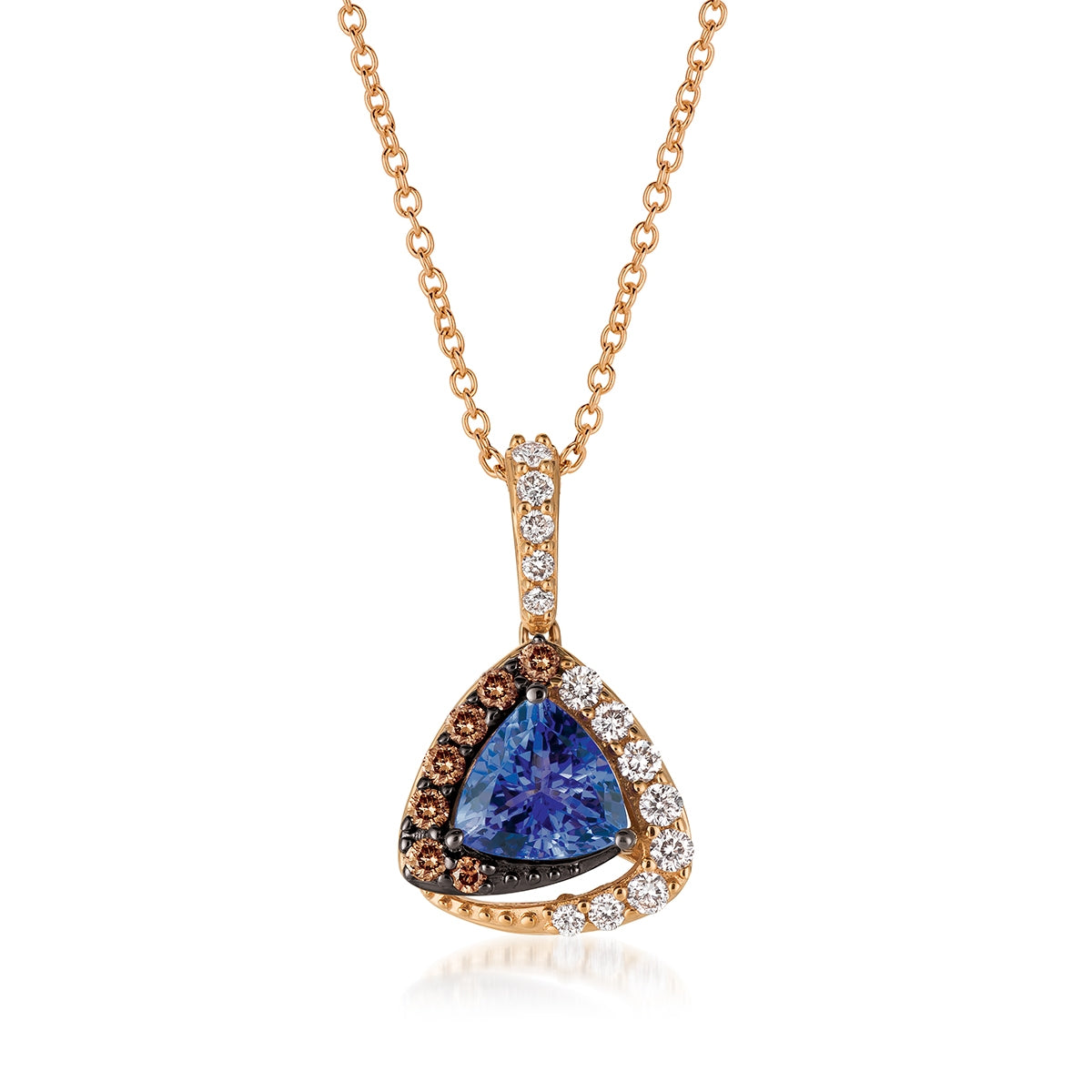 Le Vian Trillion Blueberry Tanzanite & 1/4 ct. tw. Chocolate & Vanilla Diamond Halo Pendant in 14K Strawberry Gold
