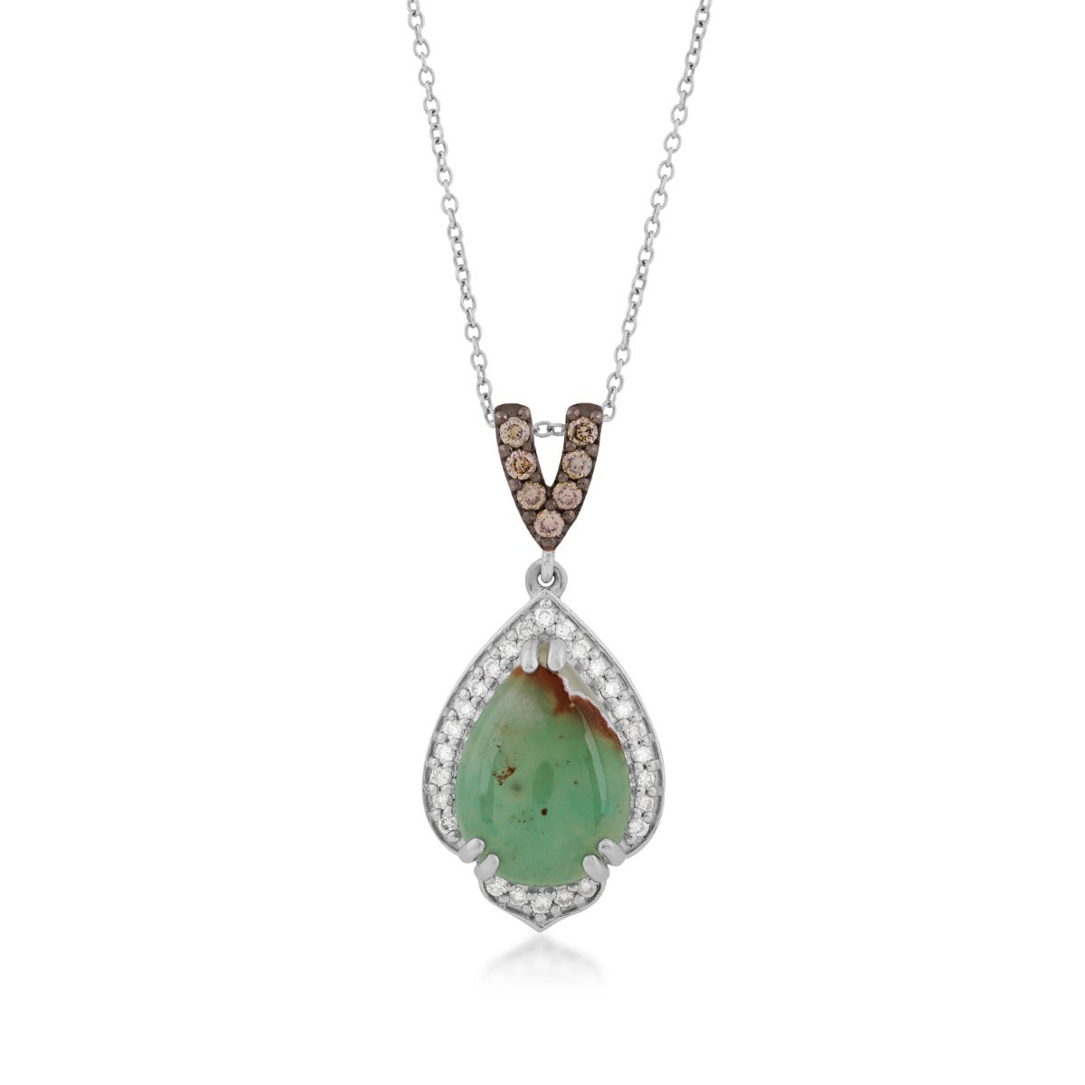 Le Vian Pear Peacock Aquaprase & 1/3 ct. tw. Chocolate & Vanilla Diamond Halo Pendant in 14K Vanilla Gold