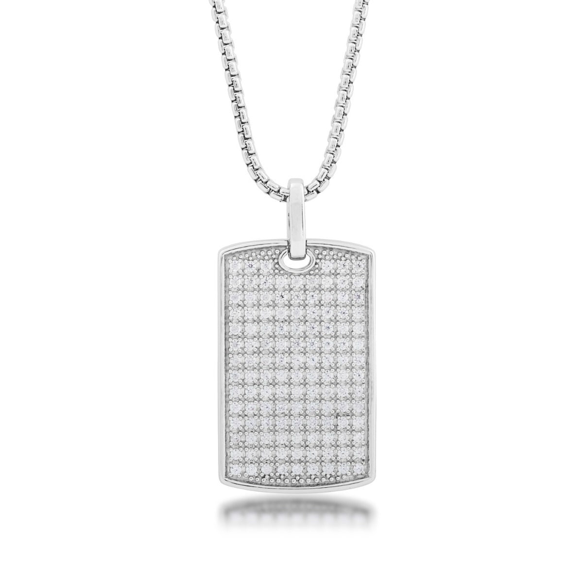 Adamante 1 ct. tw. Men's Lab-Grown Diamond Pave Dog Tag Pendant in Sterling Silver