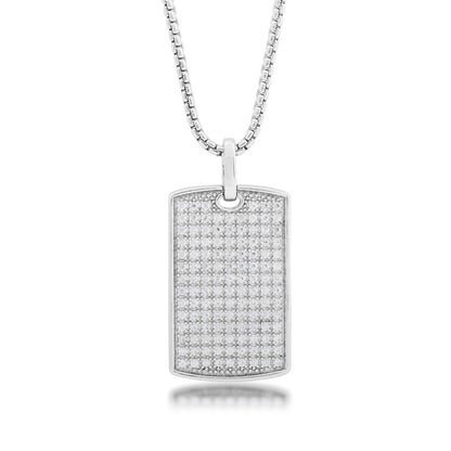 Adamante 1 ct. tw. Men's Lab-Grown Diamond Pave Dog Tag Pendant in Sterling Silver