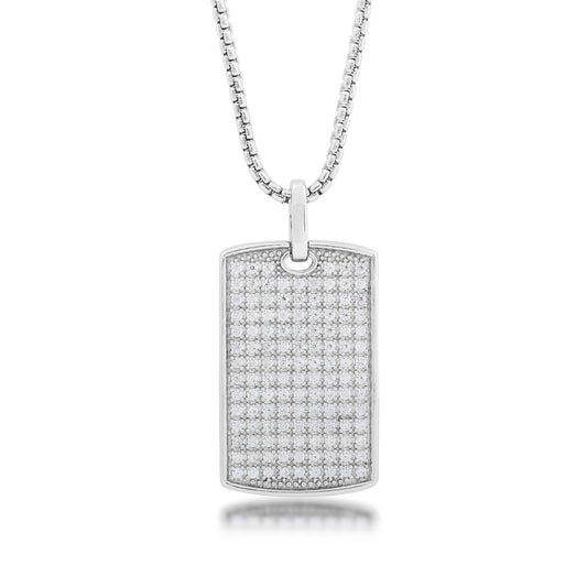 Adamante 1 ct. tw. Men's Lab-Grown Diamond Pave Dog Tag Pendant in Sterling Silver