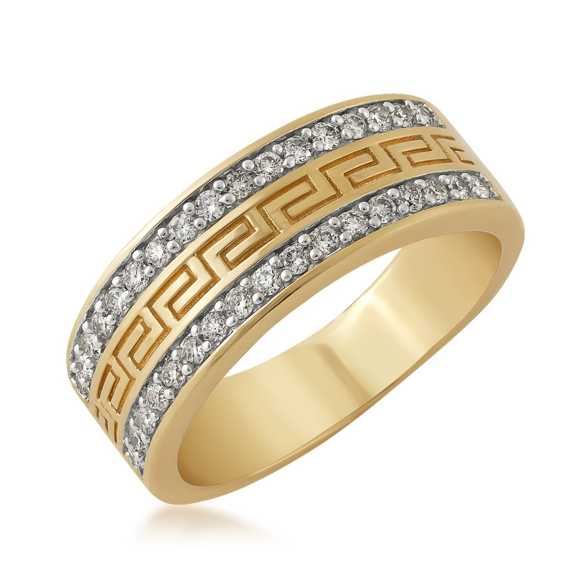 1/4 ct. tw. Men's Diamond Greek Ring in 10K Yellow Gold front view