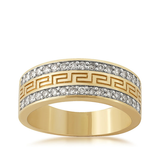 1/4 ct. tw. Men's Diamond Greek Ring in 10K Yellow Gold