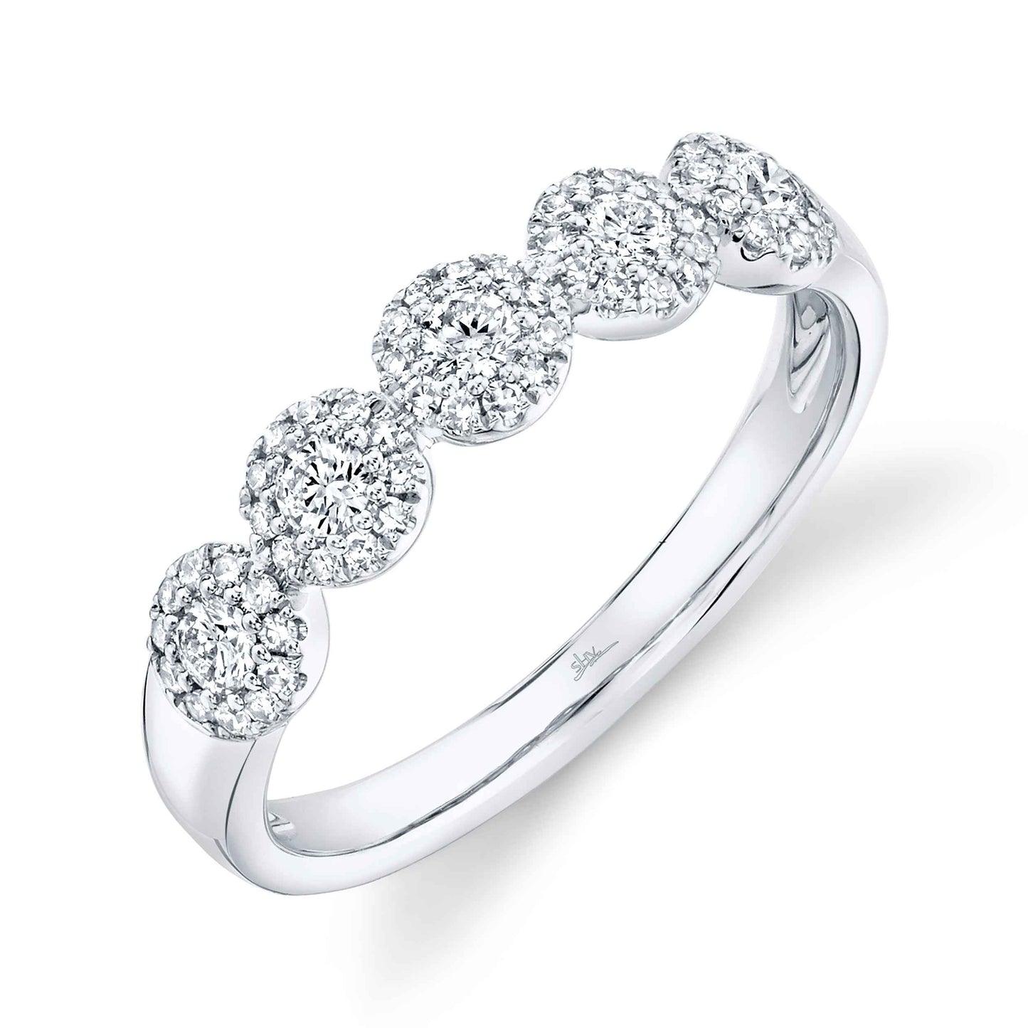 Shy Creation 3/8 ct. tw. Round Brilliant Diamond Cluster Halo Fashion Ring in 14K White Gold