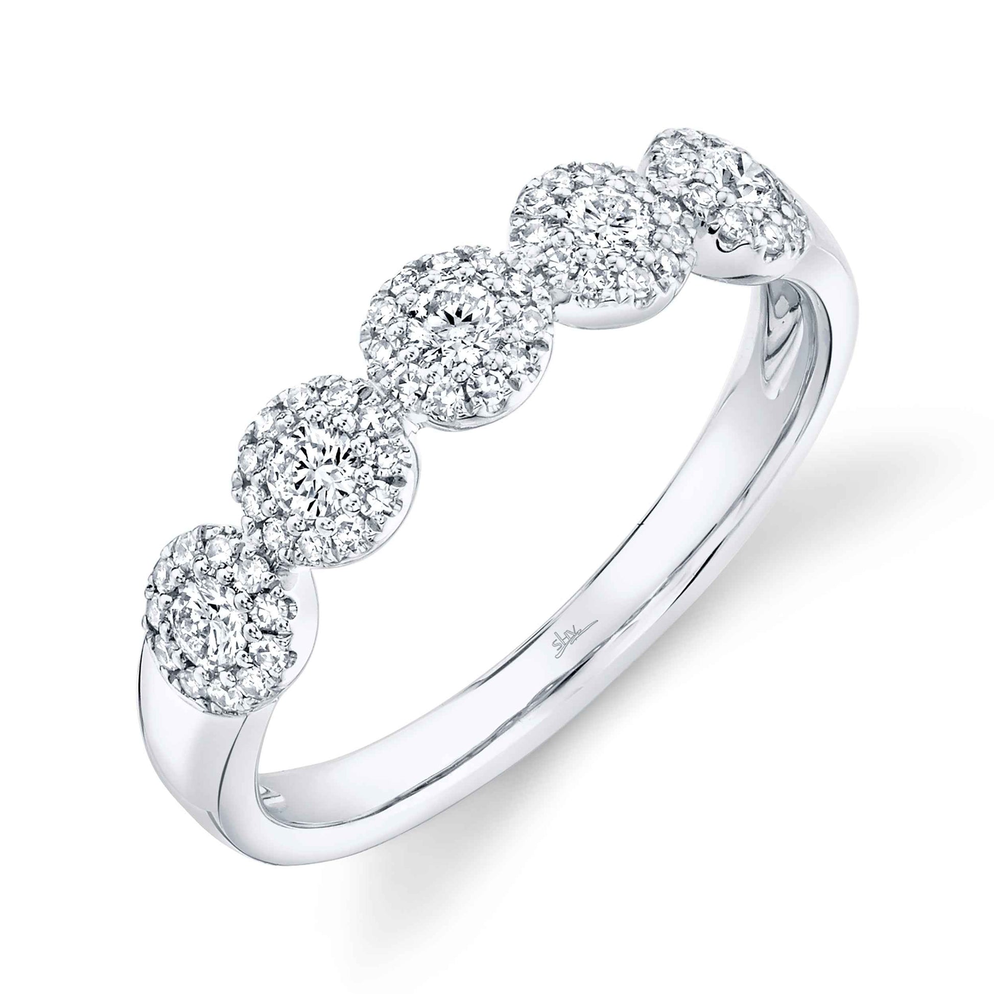 Shy Creation 3/8 ct. tw. Round Brilliant Diamond Cluster Halo Fashion Ring in 14K White Gold