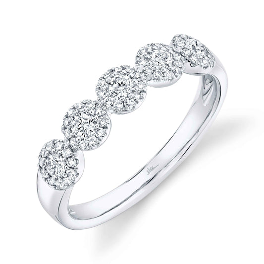 Shy Creation 3/8 ct. tw. Round Brilliant Diamond Cluster Halo Fashion Ring in 14K White Gold
