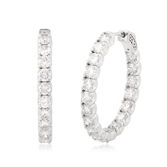 4-3/4 ct. tw. Round Diamond Inside Out Hoop Earrings in 14K White Gold