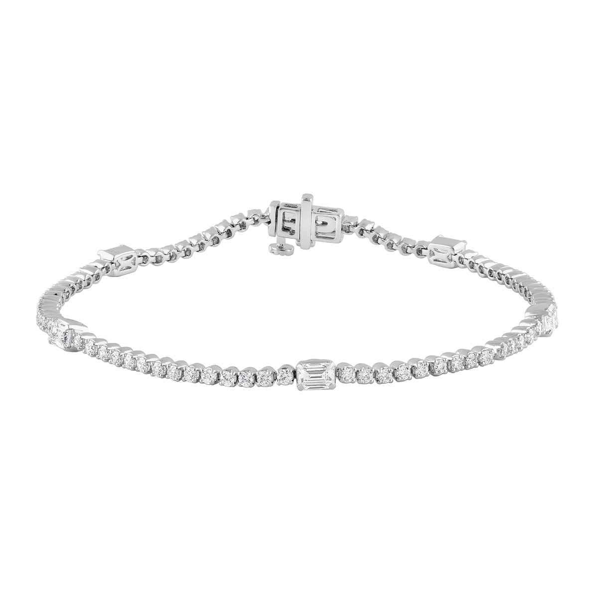 Adamante 2-3/4 ct. tw. Lab-Grown Round & Emerald Cut Diamond Tennis Bracelet in 14K White Gold