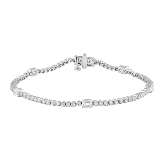 Adamante 2-3/4 ct. tw. Lab-Grown Round & Emerald Cut Diamond Tennis Bracelet in 14K White Gold