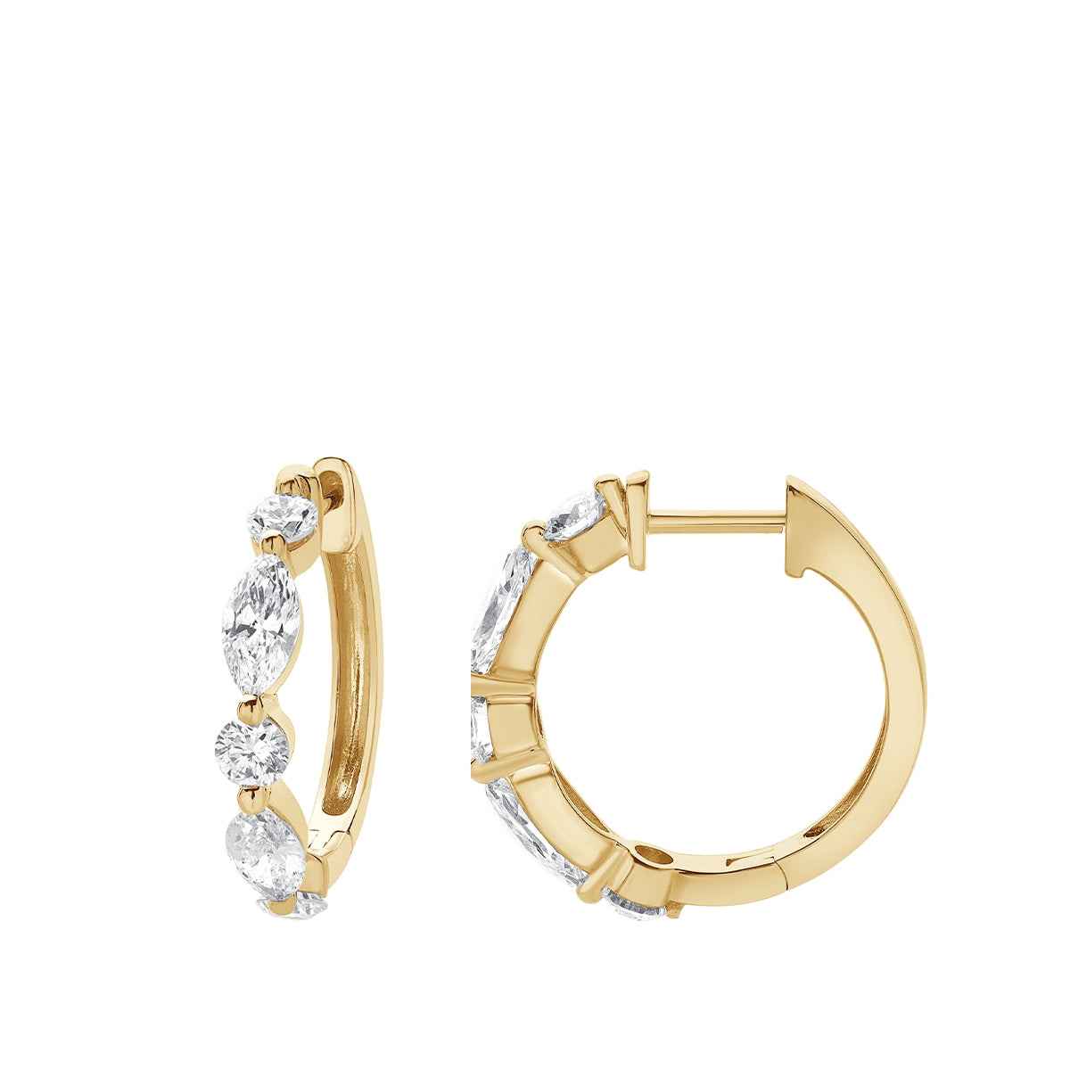 Adamante 1-3/4 ct. tw. Lab-Grown Marquise & Round Diamond Hoop Earrings in 14K Yellow Gold