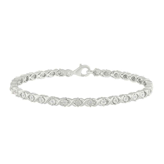 1/10 ct. tw. Diamond X-Link Tennis Bracelet in Sterling Silver