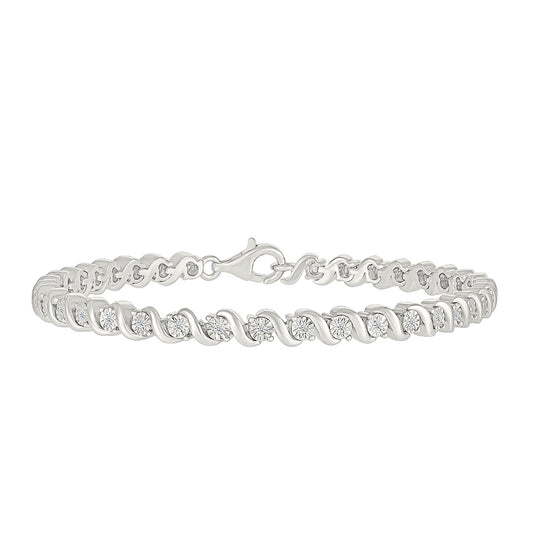 1/4 ct. tw. Diamond S-Link Tennis Bracelet in Sterling Silver