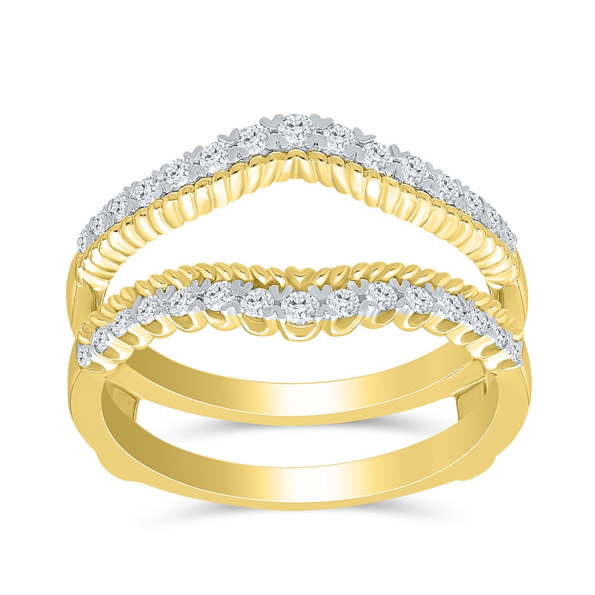3/8 ct. tw. Diamond Scalloped Edge Insert Ring in 14K Yellow Gold
