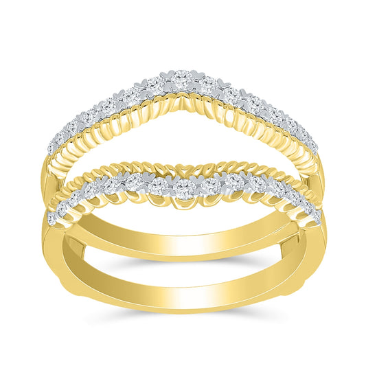 3/8 ct. tw. Diamond Scalloped Edge Insert Ring in 14K Yellow Gold
