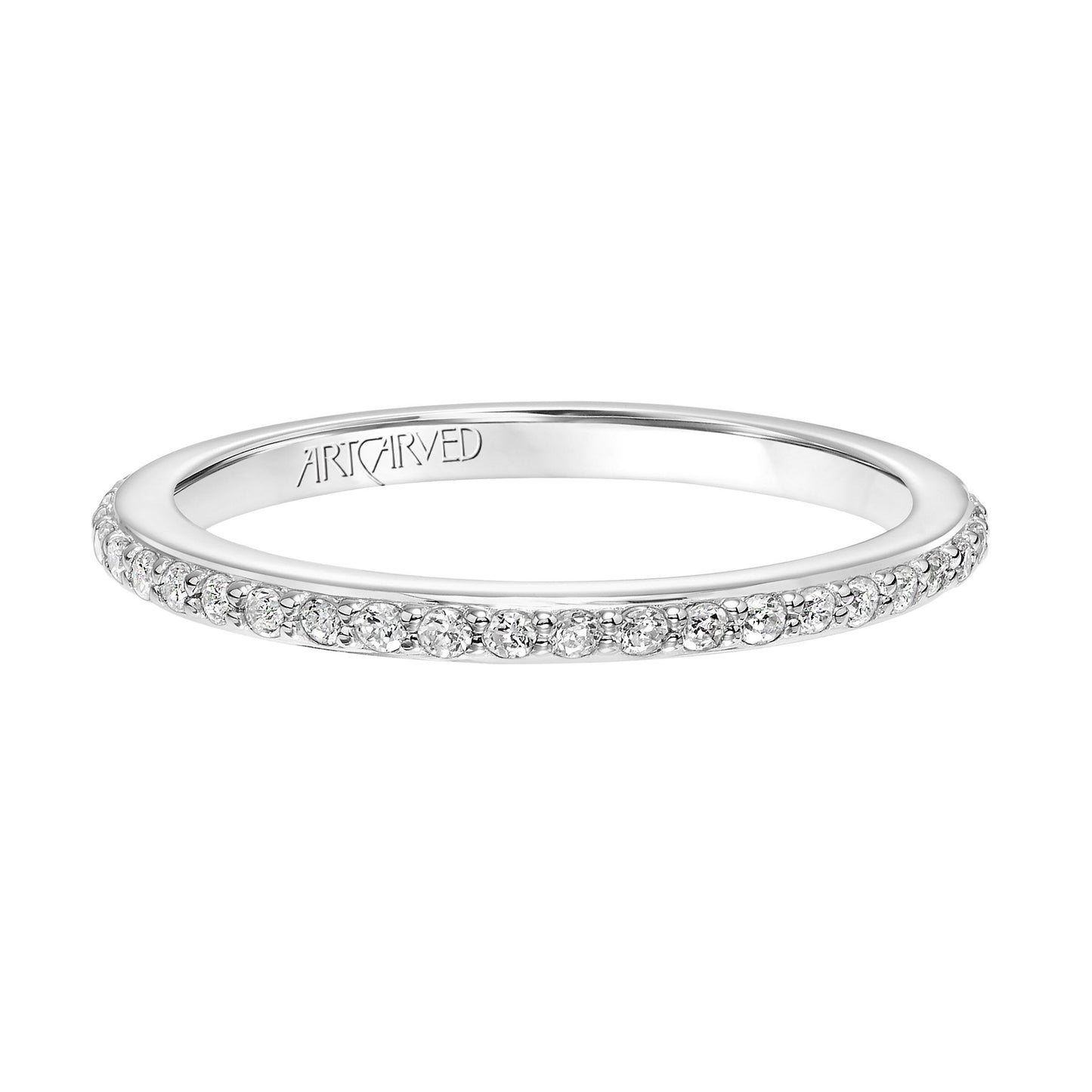 ArtCarved Contemporary 1/3 ct. tw. Round Diamond Wedding Band in 14K White Gold front view