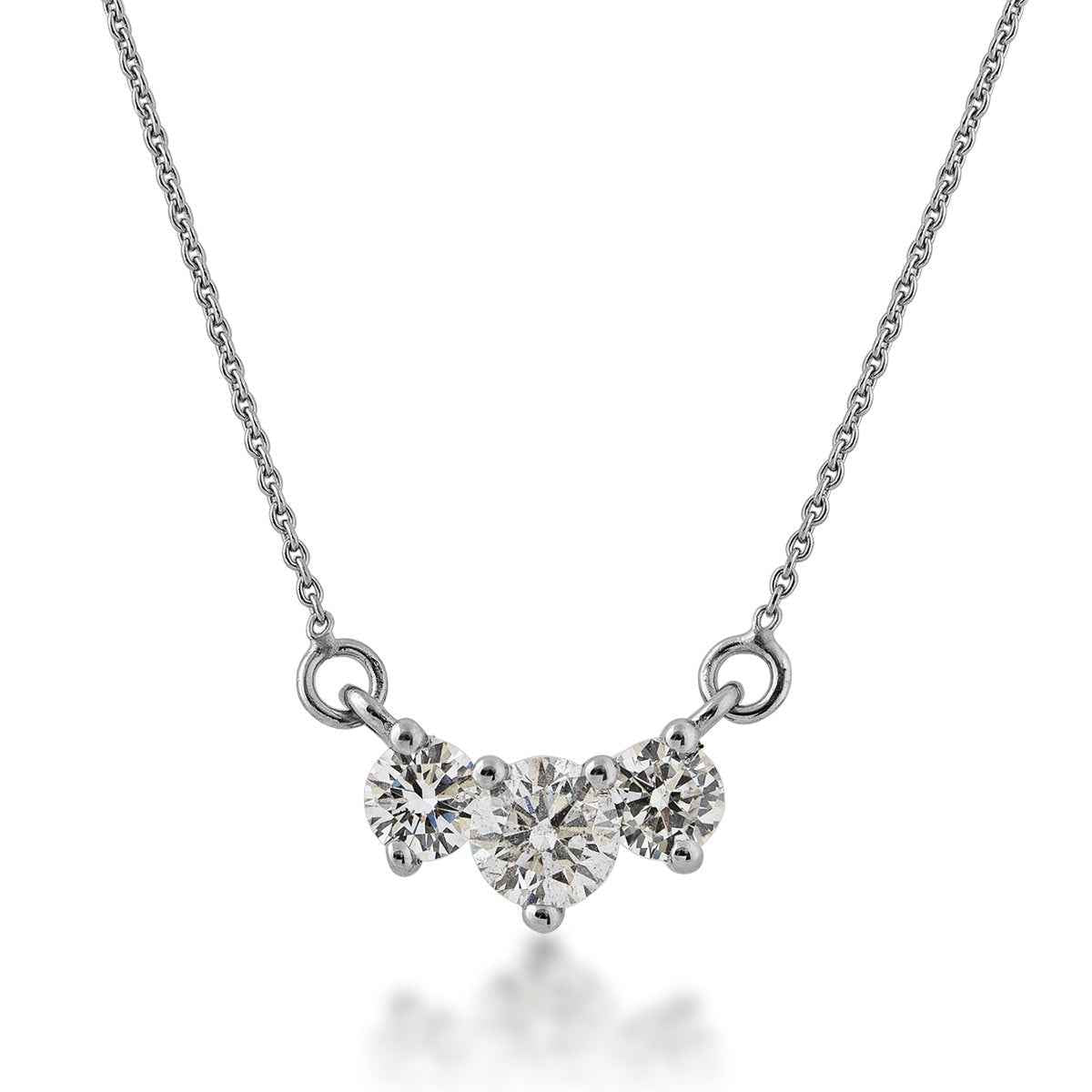 3/8 ct. tw. 3-Stone Round Diamond Necklace in 14K White Gold