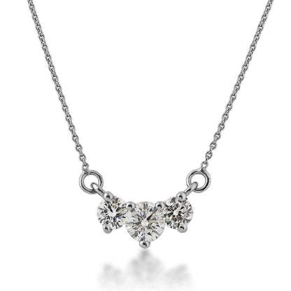 3/8 ct. tw. 3-Stone Round Diamond Necklace in 14K White Gold