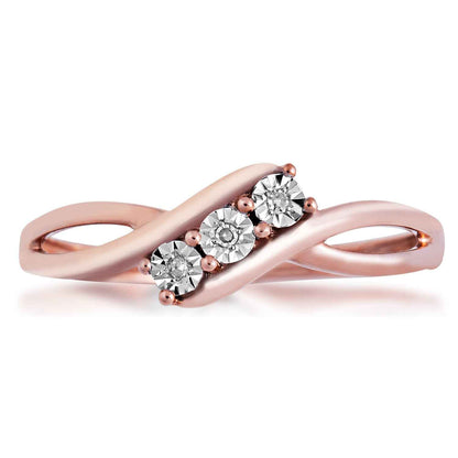 I Promise Diamond Accent 3-Stone Promise Ring with Miracle Plating in 10K Pink Gold front view
