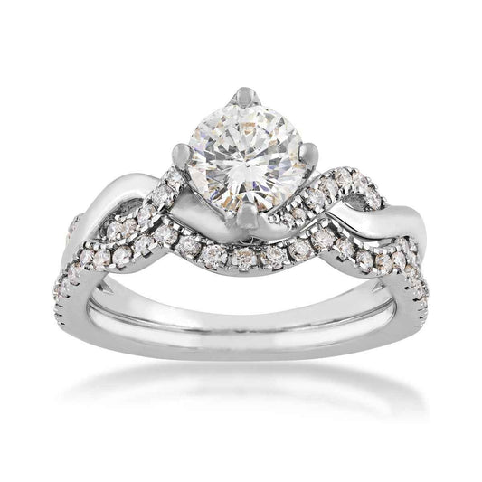 Noventa 1-1/2 ct. tw. Round Brilliant Diamond Twist Wedding Set in 14K White Gold