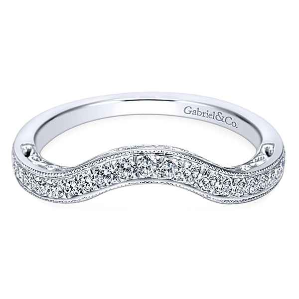 Gabriel & Co. 3/10 ct. tw. Vintage Round Diamond Wedding Band in 14K White Gold