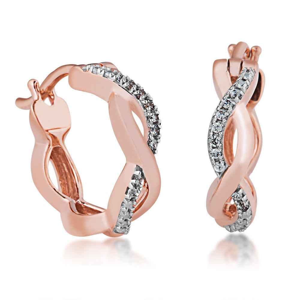 .06 ct. tw. Diamond Twist Hoop Earrings in 10K Pink Gold