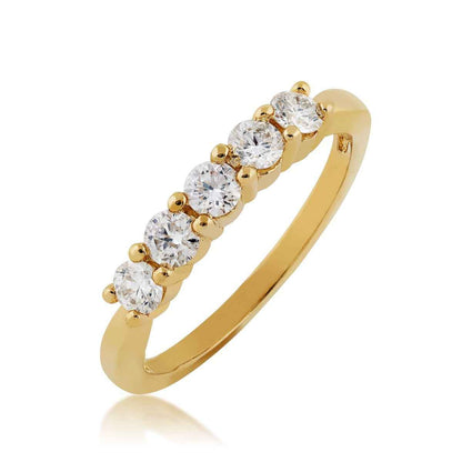 1/2 ct. tw. Round Brilliant Diamond 5-Stone Anniversary Band 14K Yellow Gold front view