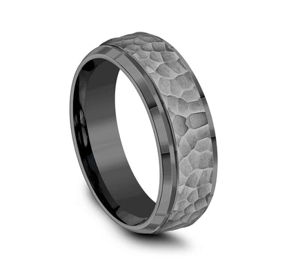 Benchmark Men's Comfort-Fit Designed Wedding Band in Tantalum front view