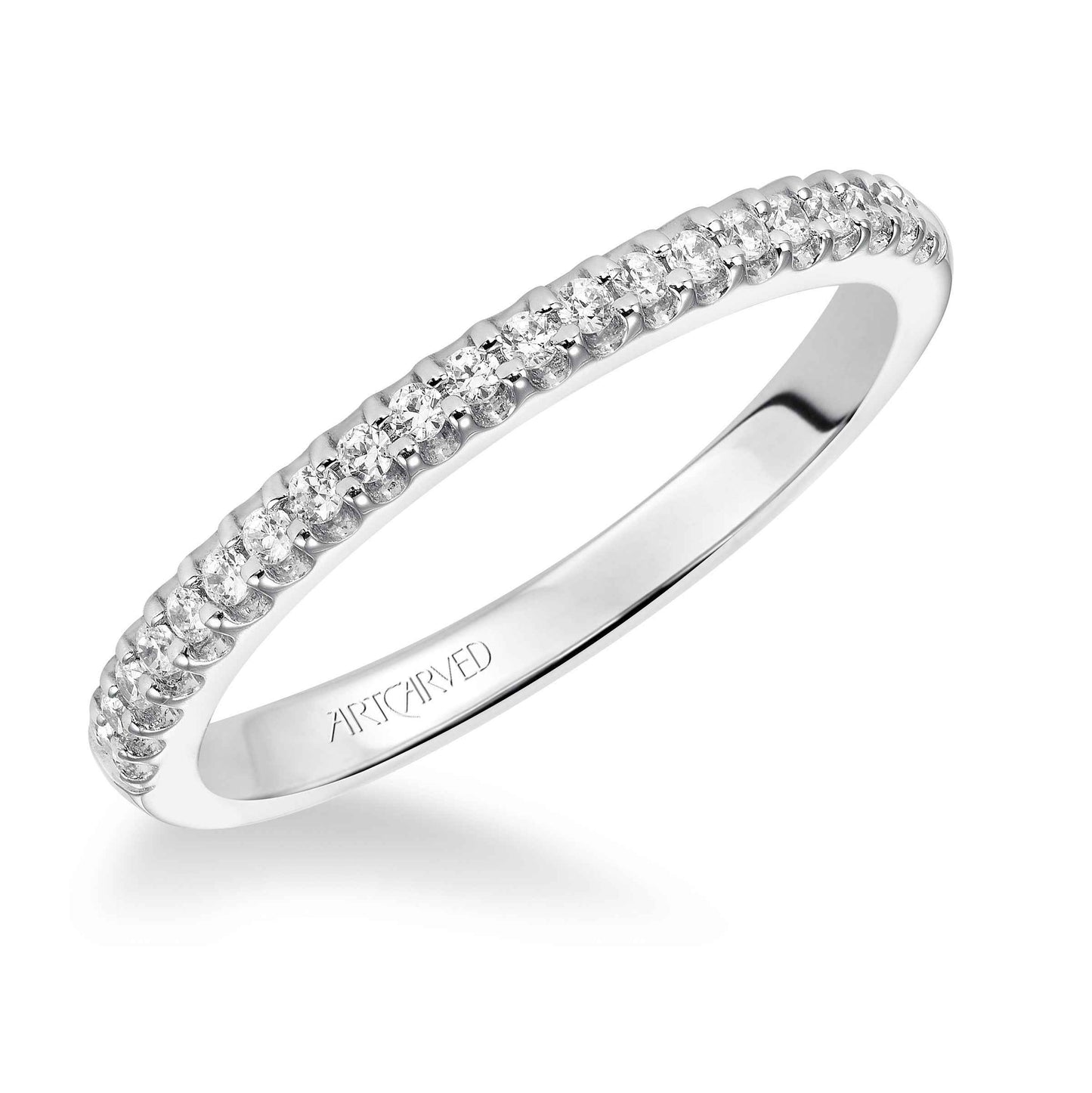ArtCarved 1/6 ct. tw. Diamond Wedding Band in 14K White Gold front view