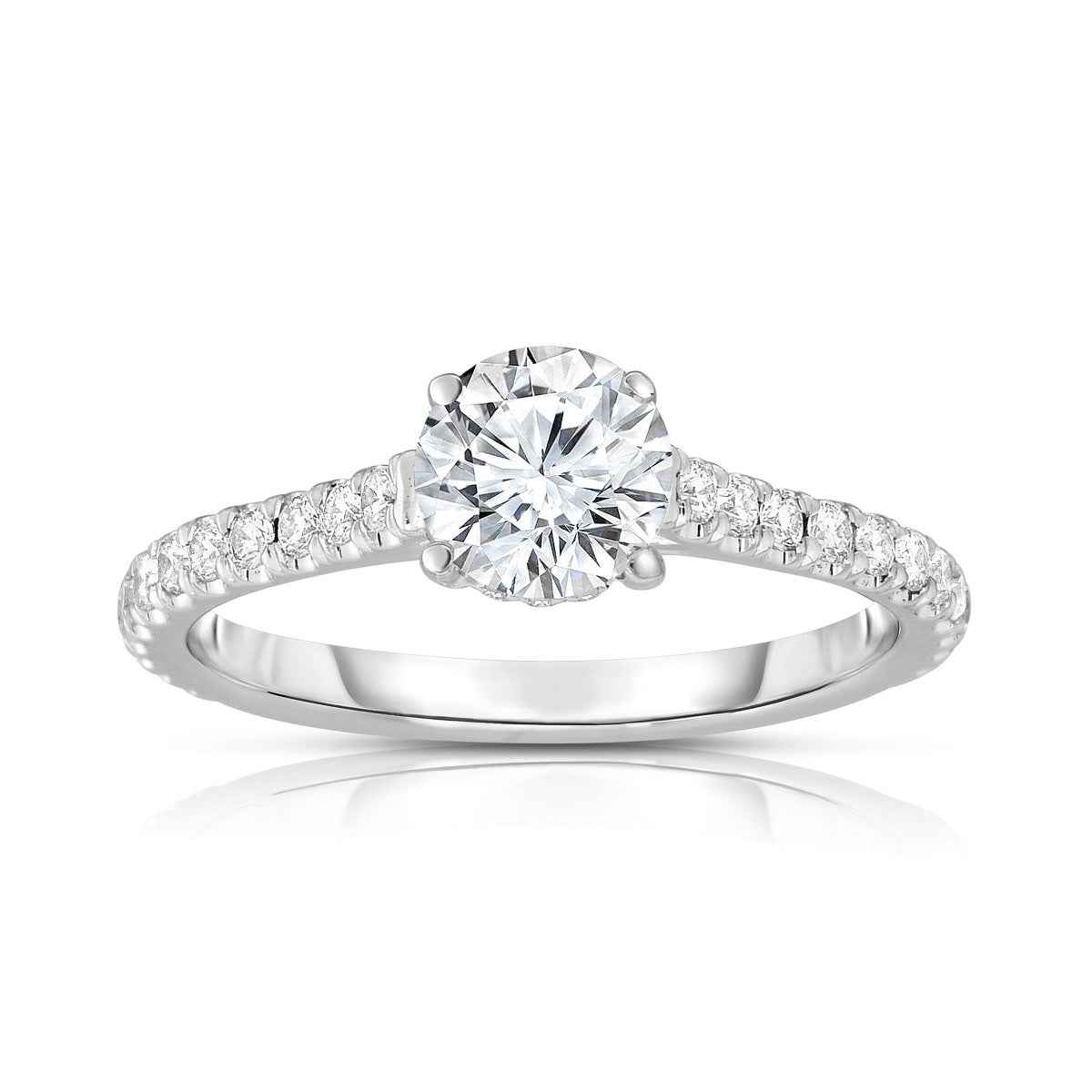 Brilliantly Yours 3/4 ct. tw. Round Brilliant Engagement Ring with Diamond Band in 14K White Gold