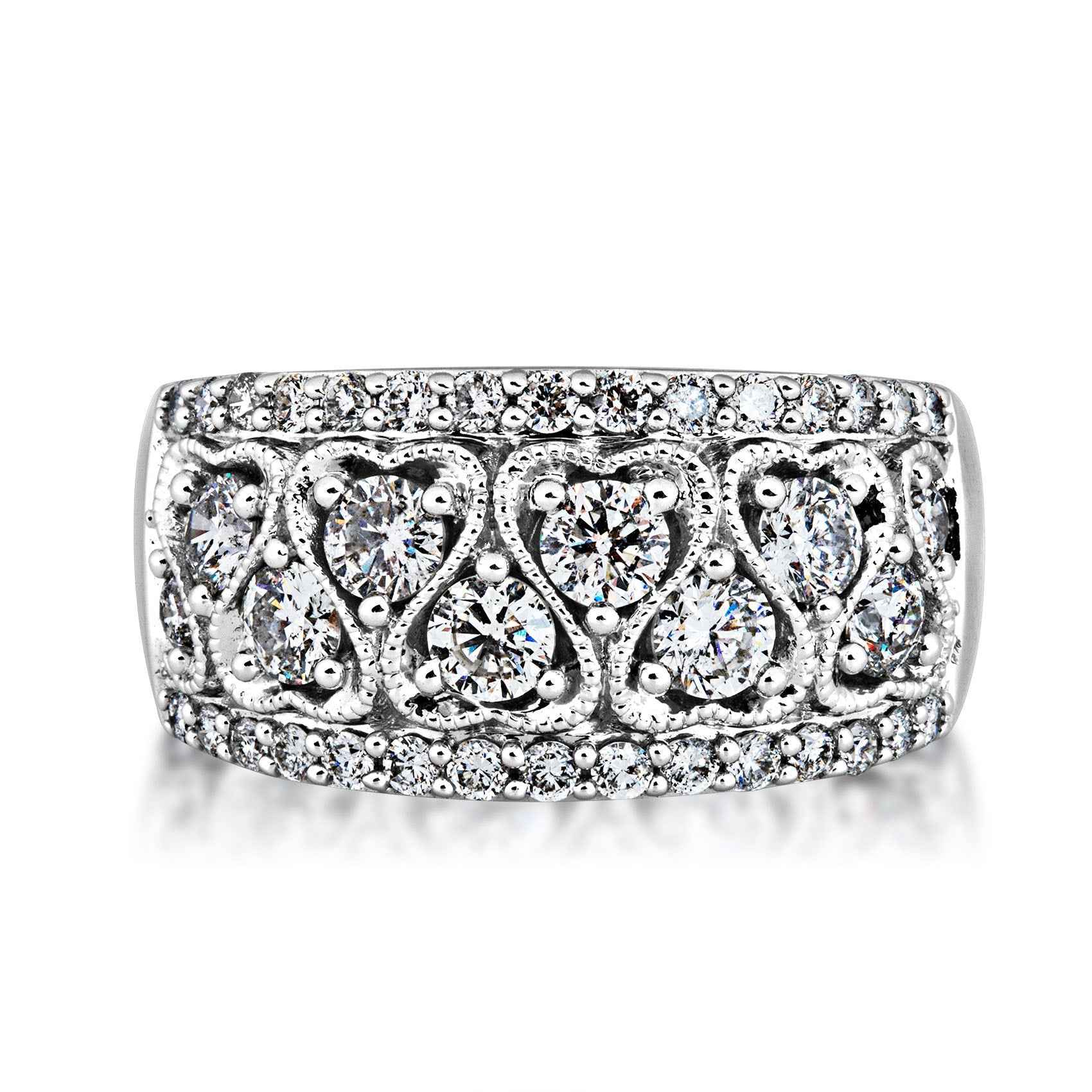 Diamond Fashion Ring in 14 Kt. White Gold front view