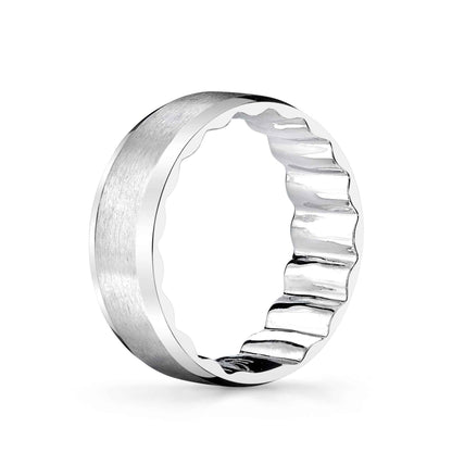MFIT Men's Satin and Smooth 7.5mm Wedding Band in 10K White Gold close-up detail