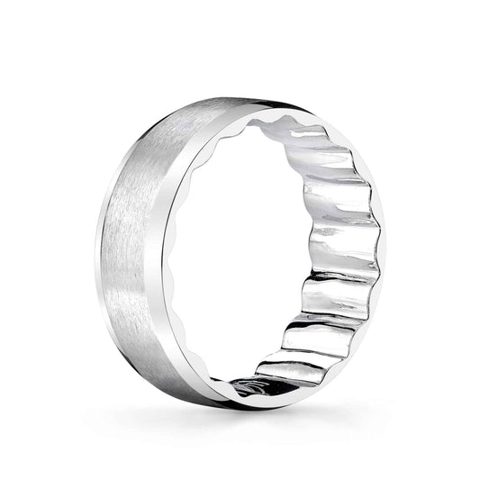 MFIT Men's Satin and Smooth 7.5mm Wedding Band in 10K White Gold close-up detail