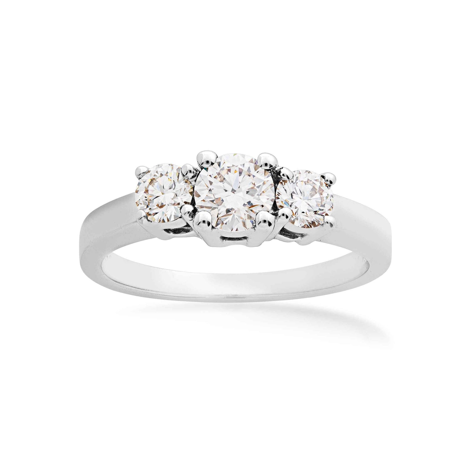7/8 ct. tw. Round Brilliant 3-Stone Diamond Anniversary Ring in 14K White Gold