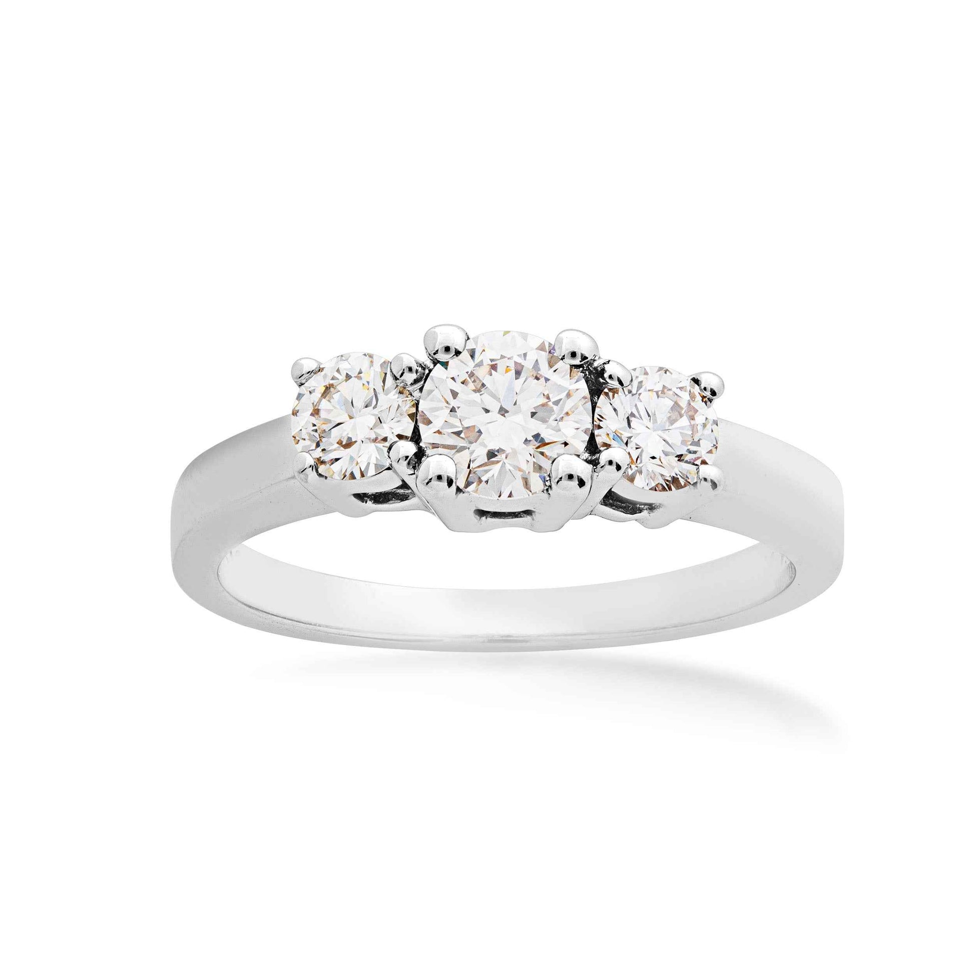 7/8 ct. tw. Round Brilliant 3-Stone Diamond Anniversary Ring in 14K White Gold