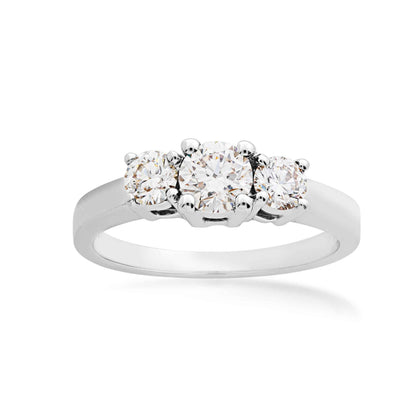 7/8 ct. tw. Round Brilliant 3-Stone Diamond Anniversary Ring in 14K White Gold