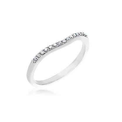 Perfect Match 1/10 ct. tw. Round Diamond Contour Anniversary Band in 14K White Gold front view