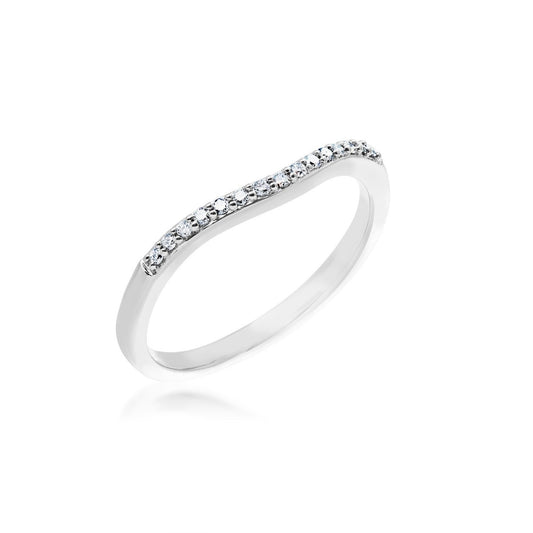 Perfect Match 1/10 ct. tw. Round Diamond Contour Anniversary Band in 14K White Gold front view